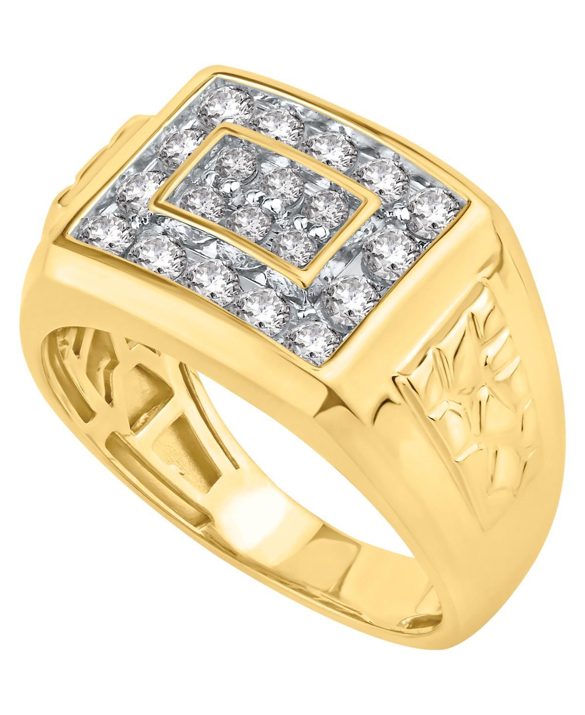 Mens Diamond Cluster Nugget Detail Ring (1 ct. t.w.) in 10k Gold Product Image