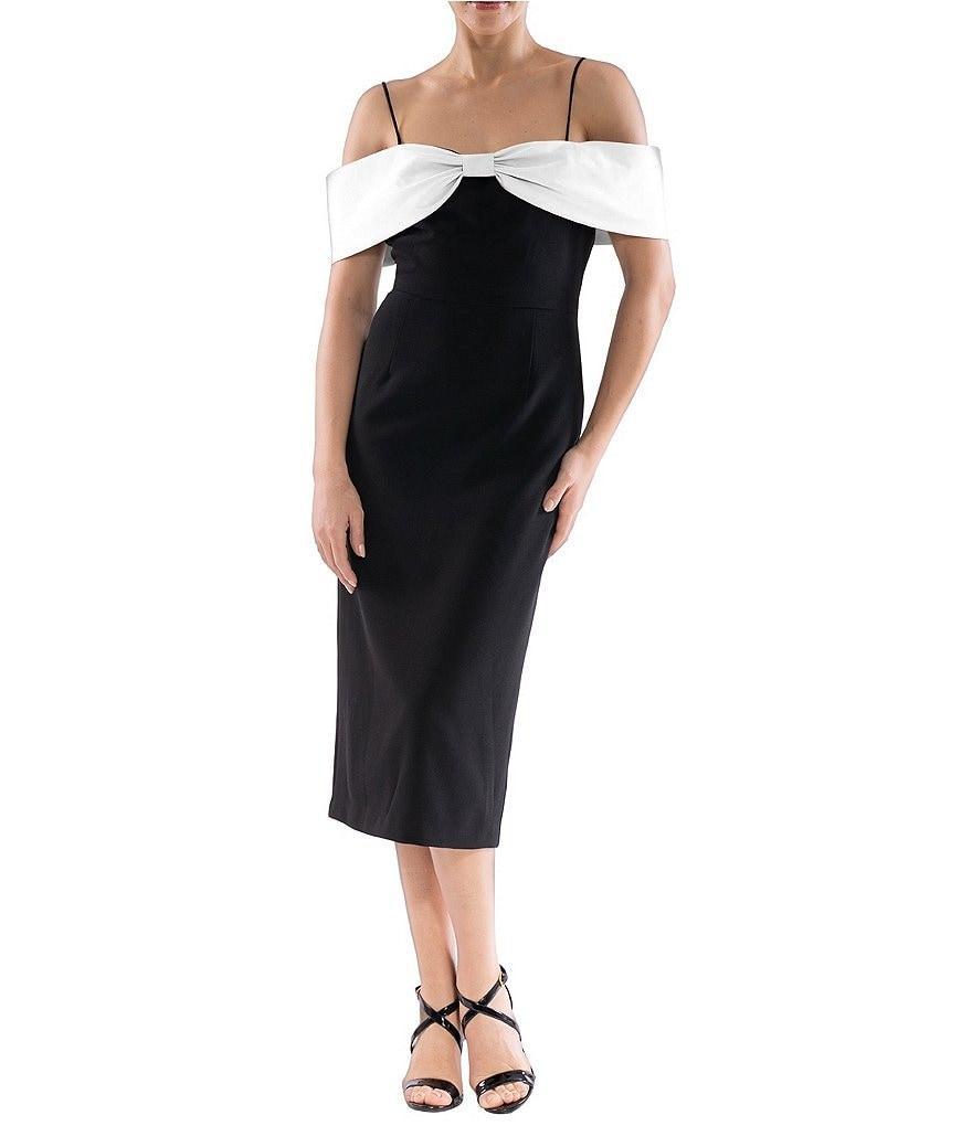 Julia Jordan Cold Shoulder Sweetheart Bow Neck Midi Dress Product Image