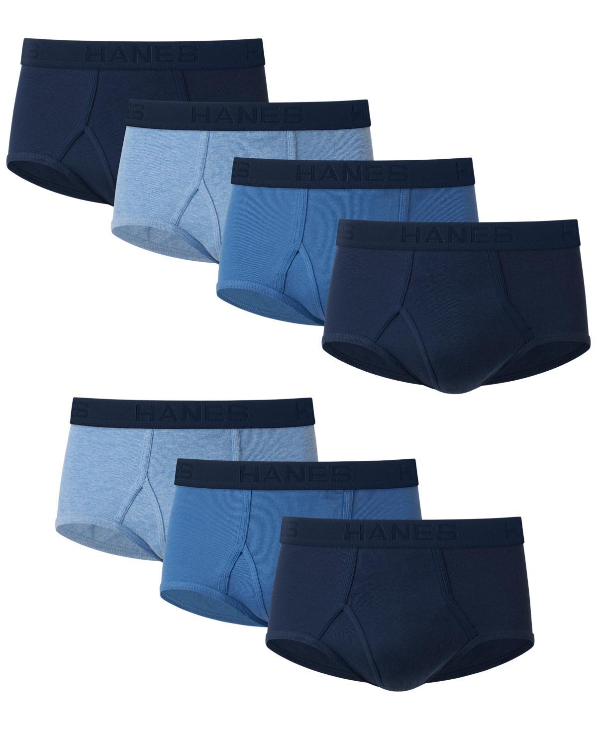 Hanes Ultimate Mens Brief Underwear Pack, Full-Rise, Moisture-Wicking Cotton, Blue Assorted/White, 7-Pack XL Product Image