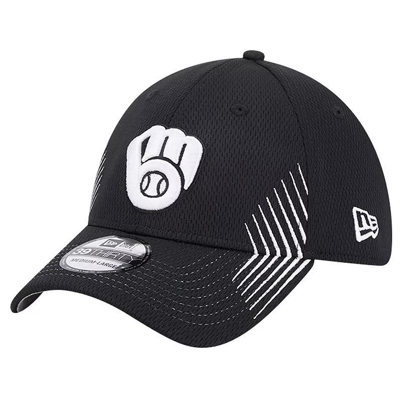 Mens New Era Milwaukee Brewers Active Dash Mark 39THIRTY Flex Hat Product Image