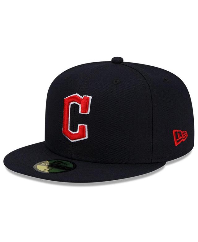 Mens New Era Navy Cleveland Guardians Road Authentic Collection On-Field 59FIFTY Fitted Hat Product Image