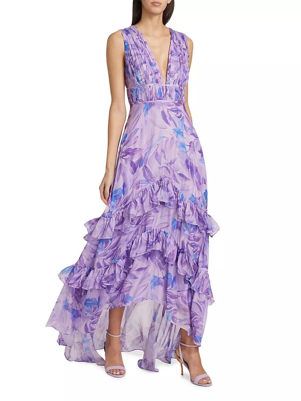 Senora Palm Ruffled High-Low Gown Product Image