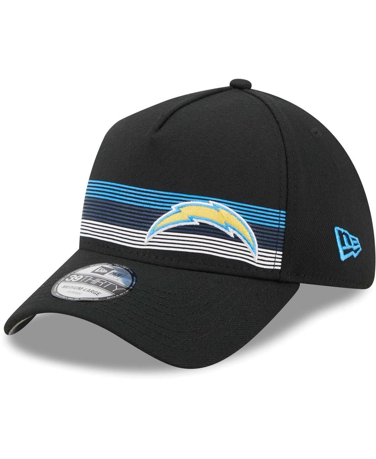 Mens New Era Black Los Angeles Chargers Flawless Stripe 39THIRTY Flex Hat Product Image