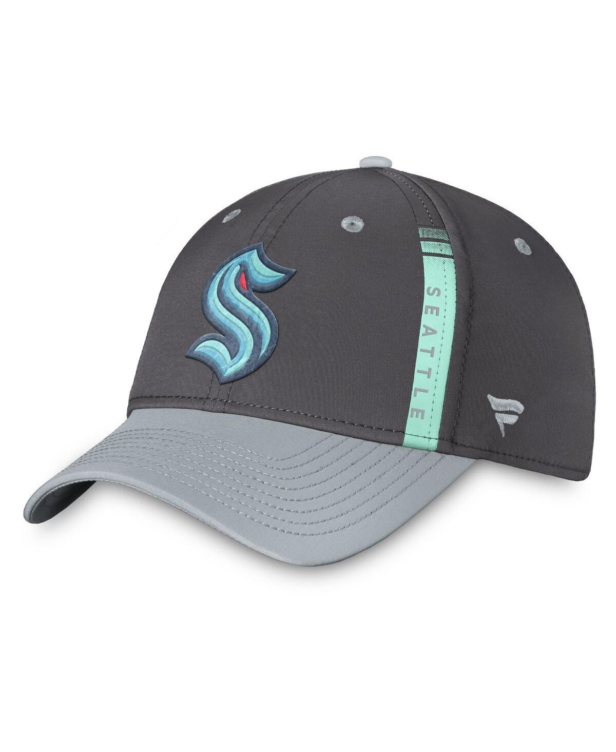 Mens Fanatics Charcoal/Gray Seattle Kraken Authentic Pro Home Ice Flex Hat Product Image