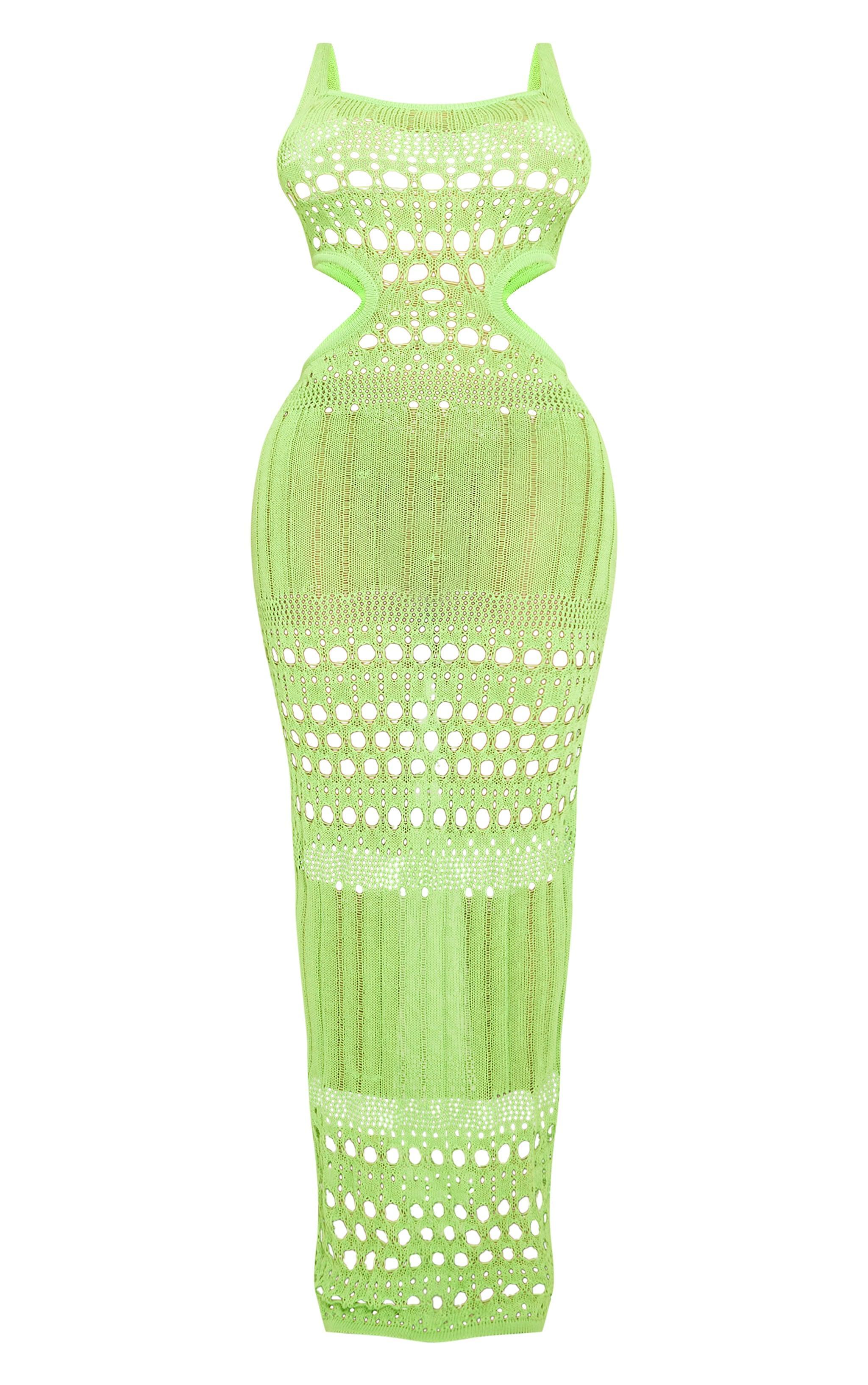 Shape Lime Knit Cut Out Maxi Dress Product Image