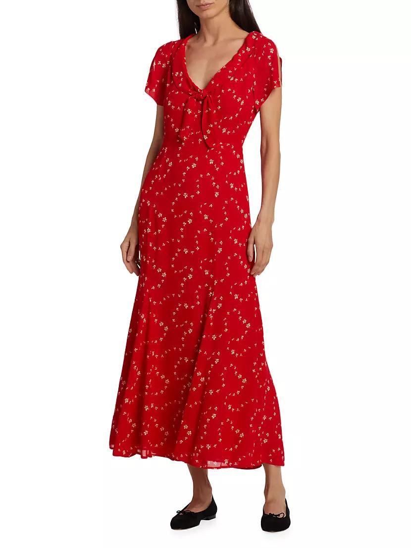 Talleen Floral Tie-Neck Midi-Dress Product Image