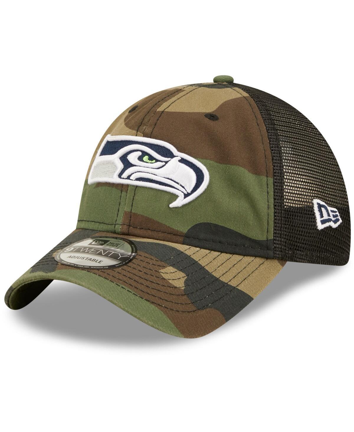 Mens New Era Camo Seattle Seahawks Basic 9Twenty Trucker Snapback Hat - Camo Product Image