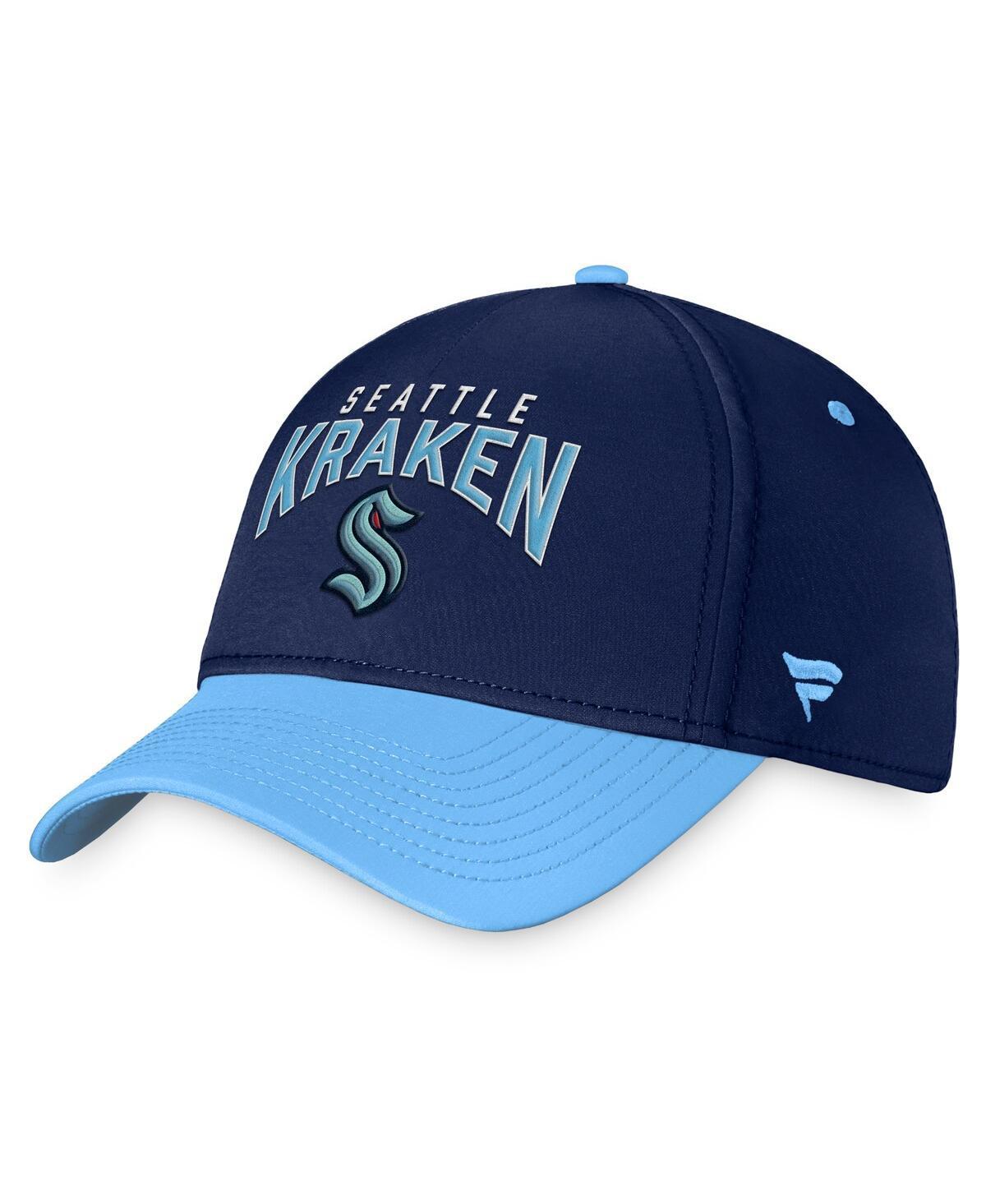 Mens Fanatics Branded Deep Sea Blue/Light Blue Seattle Kraken Fundamental 2-Tone Flex Hat Product Image