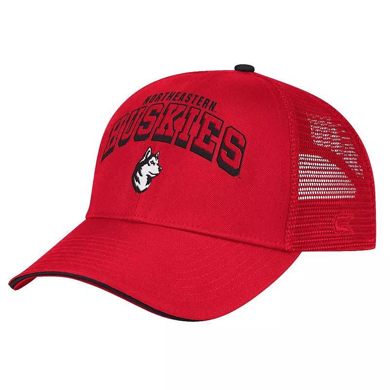 Mens Colosseum Red Northeastern Huskies Wyatt Primary Team Trucker Adjustable Hat Product Image