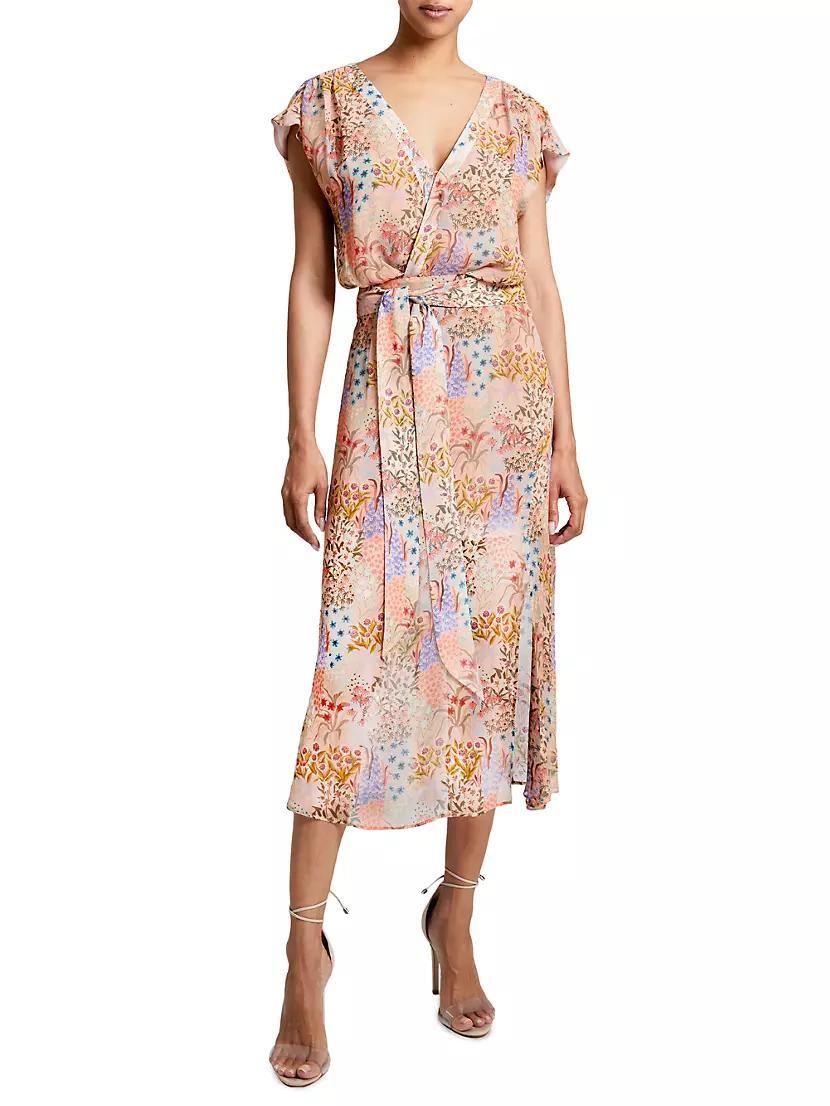 Fara Floral Georgette Faux-Wrap Midi-Dress Product Image