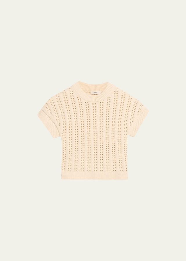 Amalie Short-Sleeves Open-Knit Top Product Image