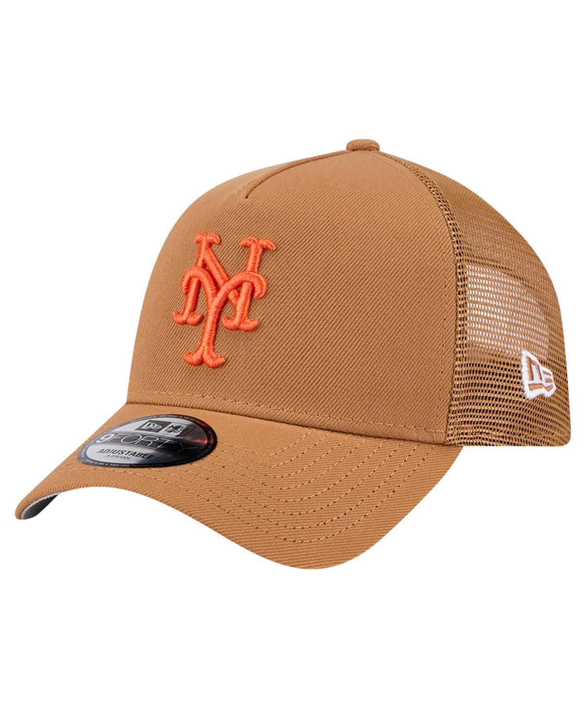 New Era Mens Brown New York Mets A-Frame Trucker 9FORTY Adjustable Hat Product Image