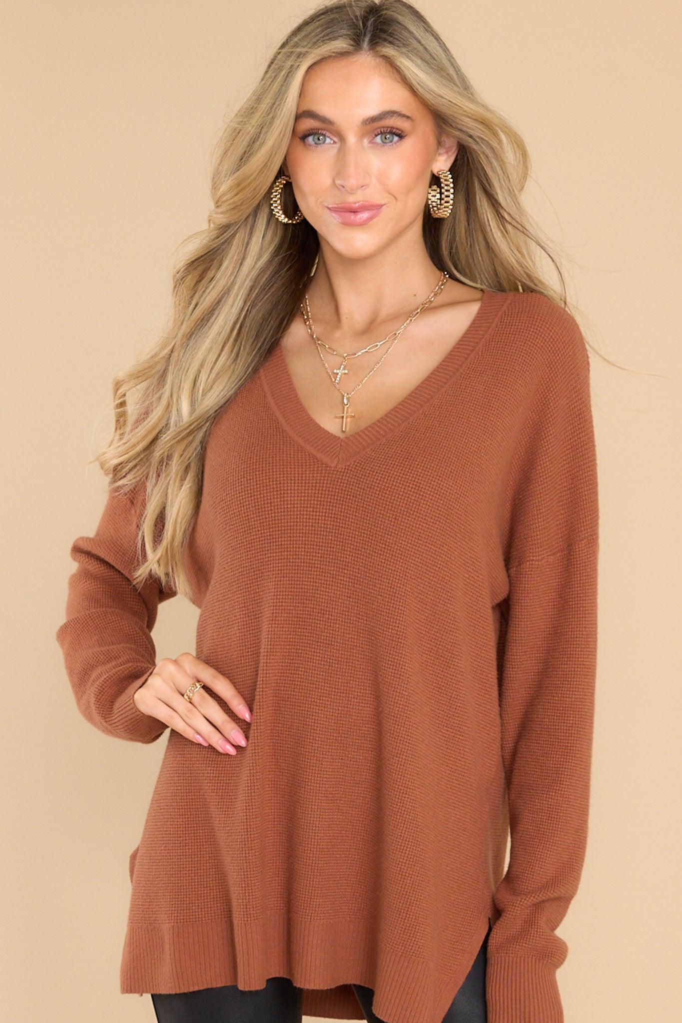 Breath Of Freshness Rust Brown Sweater Product Image