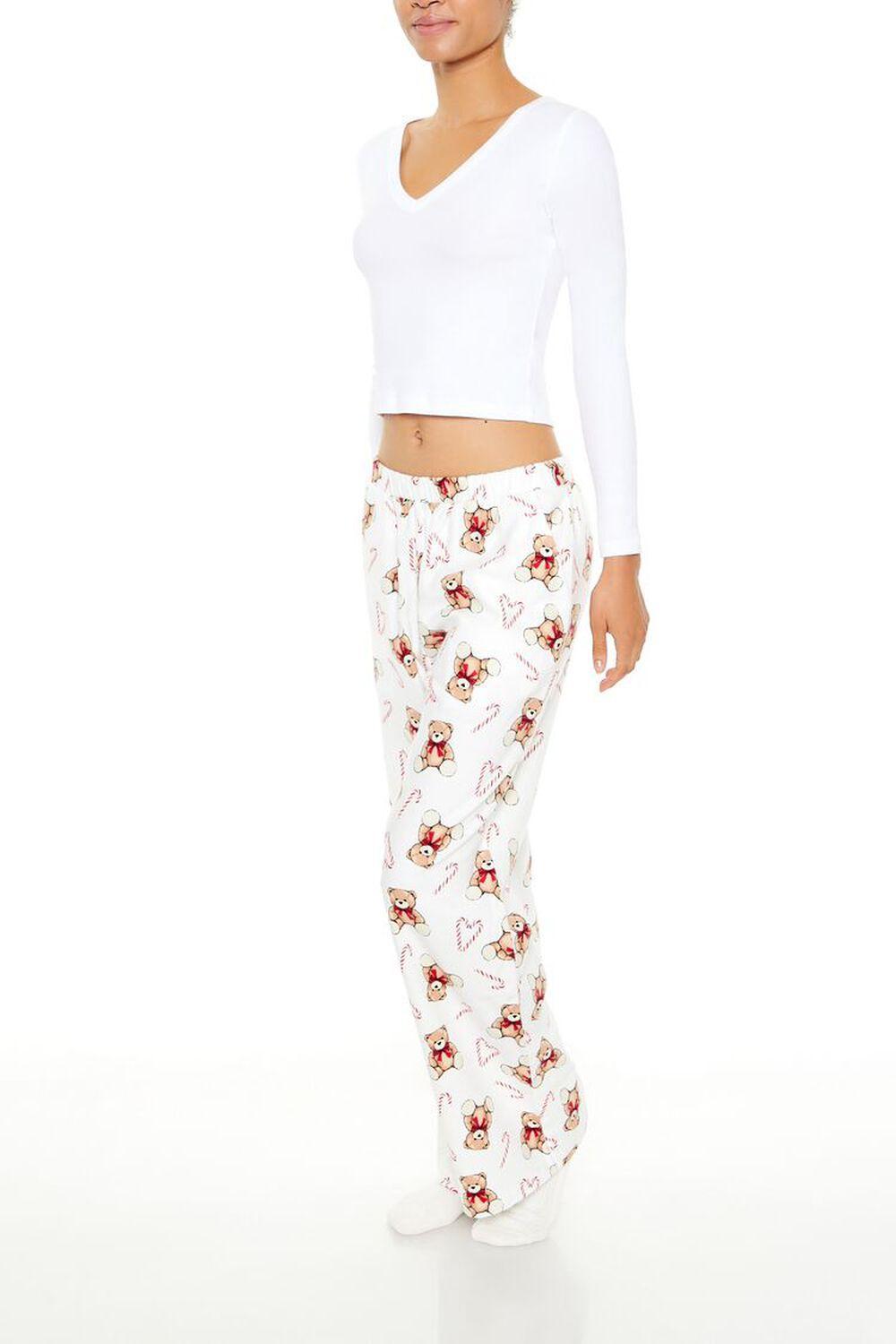 Teddy Bear Wide-Leg Pajama Pants | Forever 21 Product Image