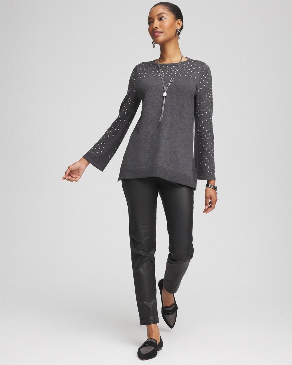 Studded Crewneck Sweater Tunic Product Image