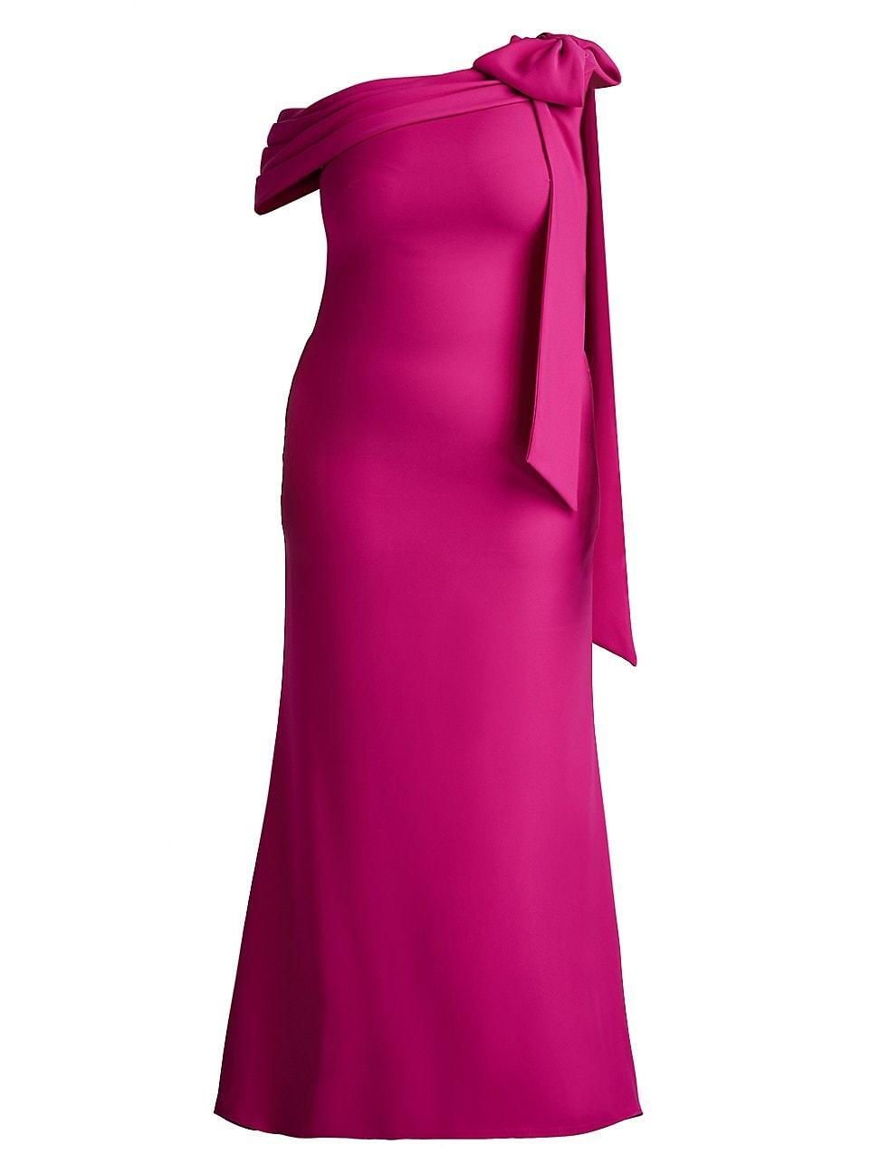 Womens Plus One-Shoulder Crepe Sheath Gown Product Image