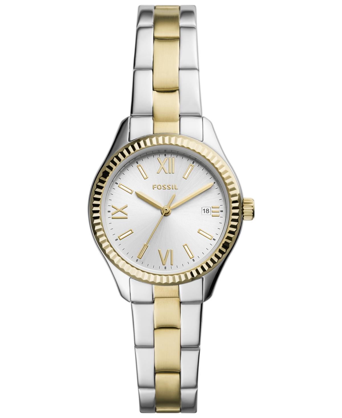 Fossil Womens Rye Three-Hand Date Two-Tone Stainless Steel Watch, 30mm - Two-Tone Product Image