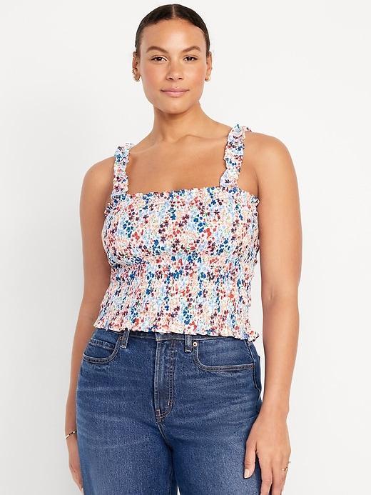 Fitted Smocked Tank Top Product Image