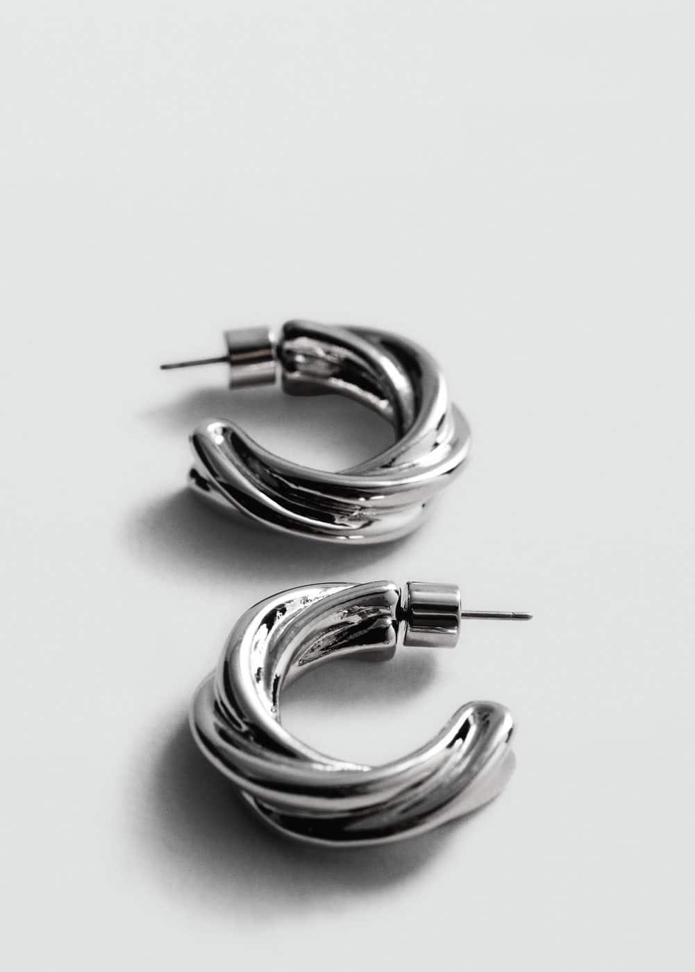 MANGO - Intertwined hoop earrings - One size - Women Product Image