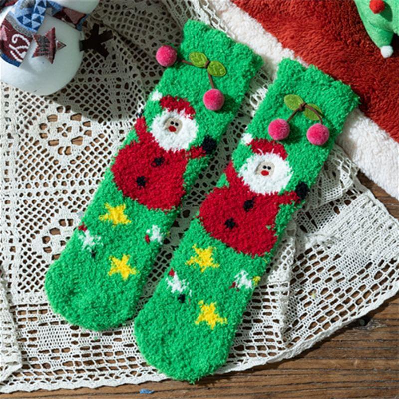 Christmas Cartoon Fleece Socks Product Image