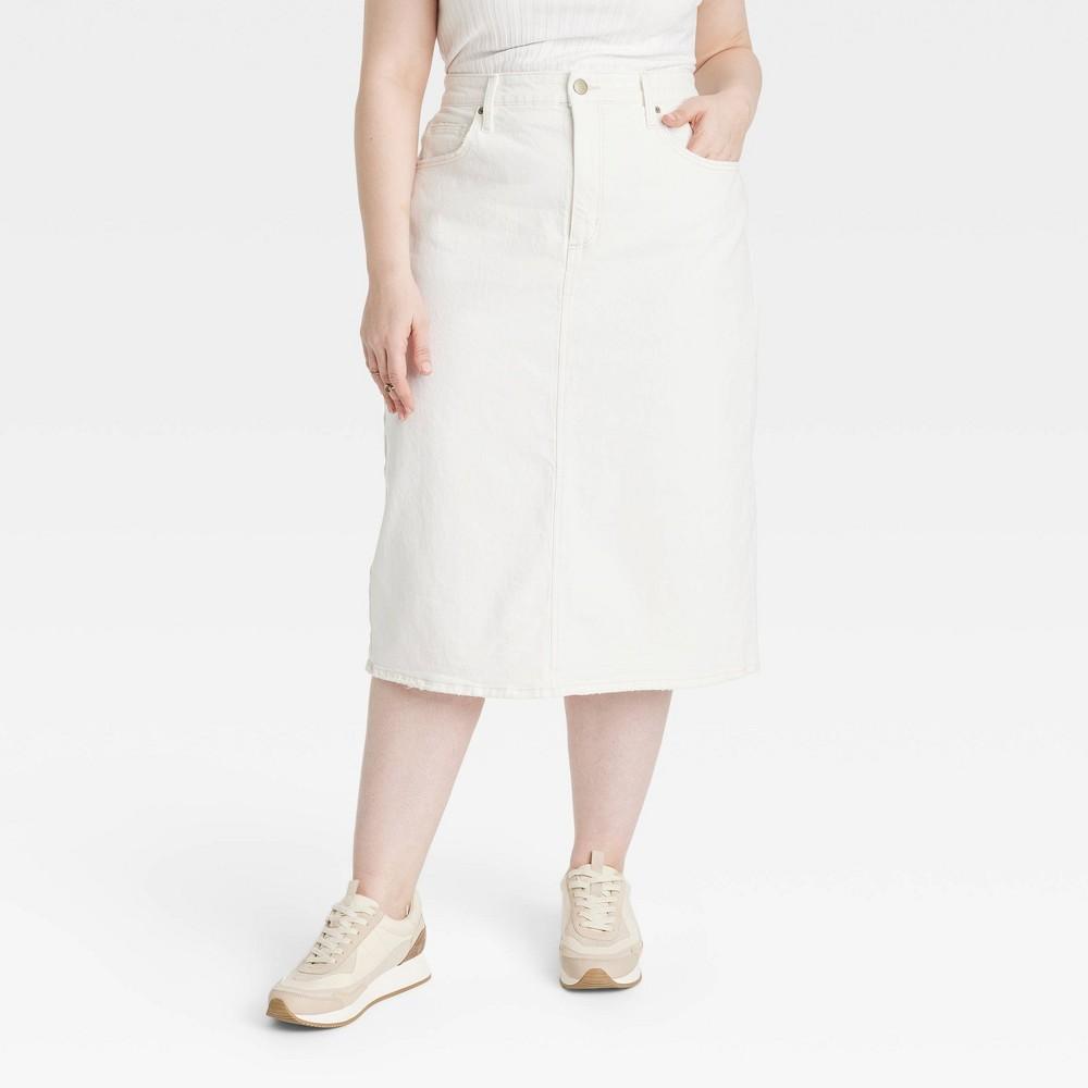 Womens High-Rise Denim Midi Skirt - Universal Thread White 17 Product Image