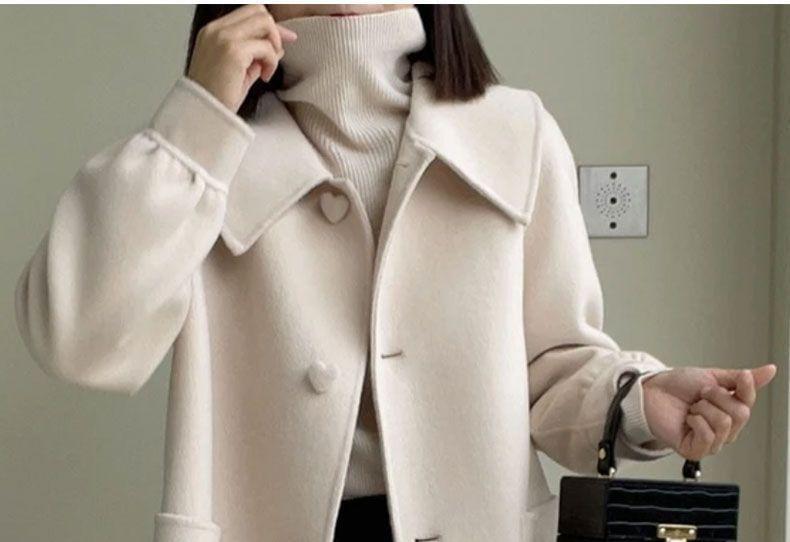 Collar Plain Heart Single-Breasted Coat Product Image