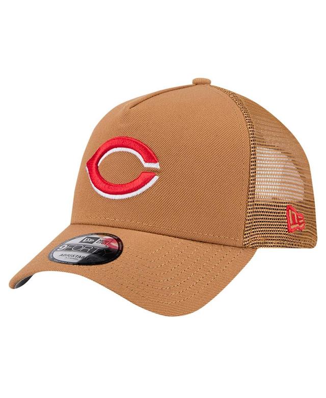 New Era Mens Brown Cincinnati Reds A-Frame Trucker 9FORTY Adjustable Hat Product Image