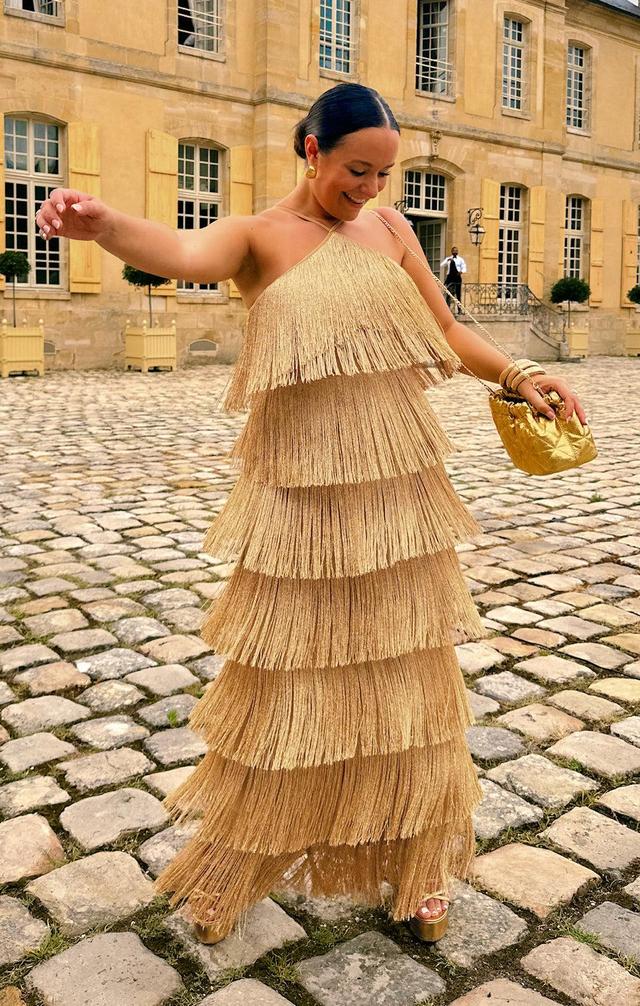 Gatsby Maxi Dress ~ Gold Rush Fringe Product Image