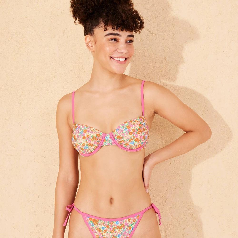 Womens Contrast Binding Underwire Bikini Top - Wild Fable Floral Print Product Image