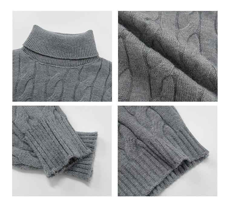 Cable-Knit Turtleneck Cropped Sweater in 5 Colors product image