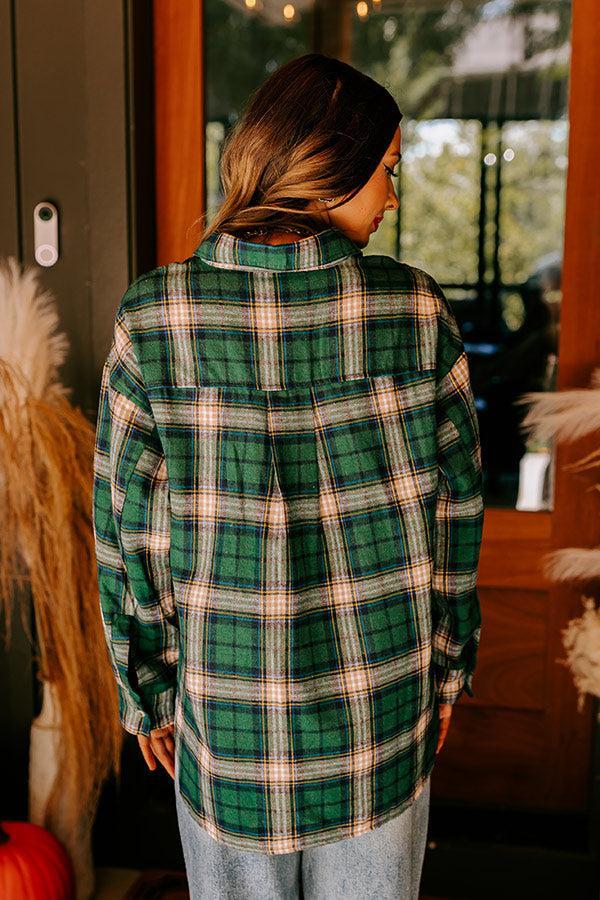 Fireside S'mores Oversized Flannel in Hunter Green Product Image