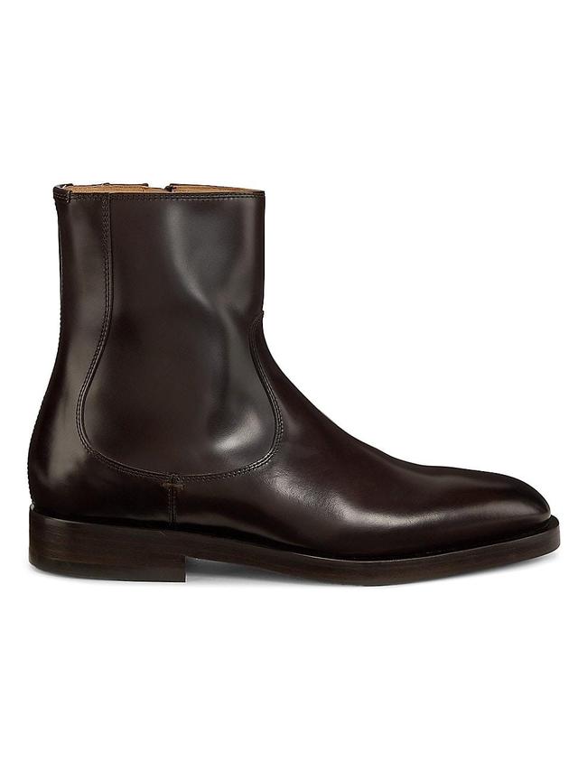 Mens Grained Leather Side-Zip Boots Product Image