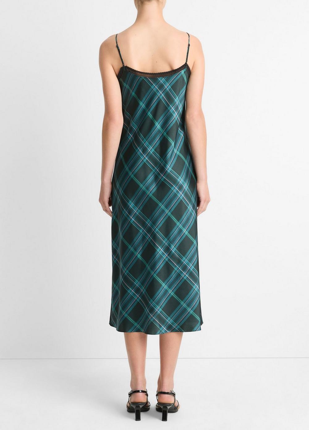 Plaid Lace-Trim Slip Dress Product Image