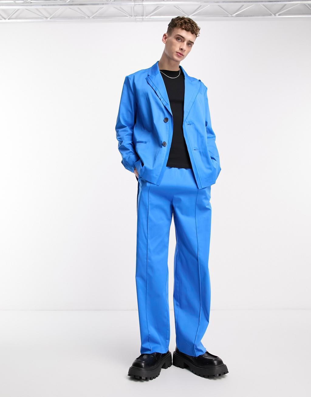 COLLUSION raw edge blazer in blue Product Image