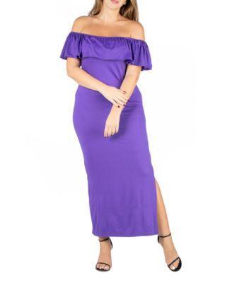 Plus Size Ruffle Off The Shoulder Maxi Dress Product Image