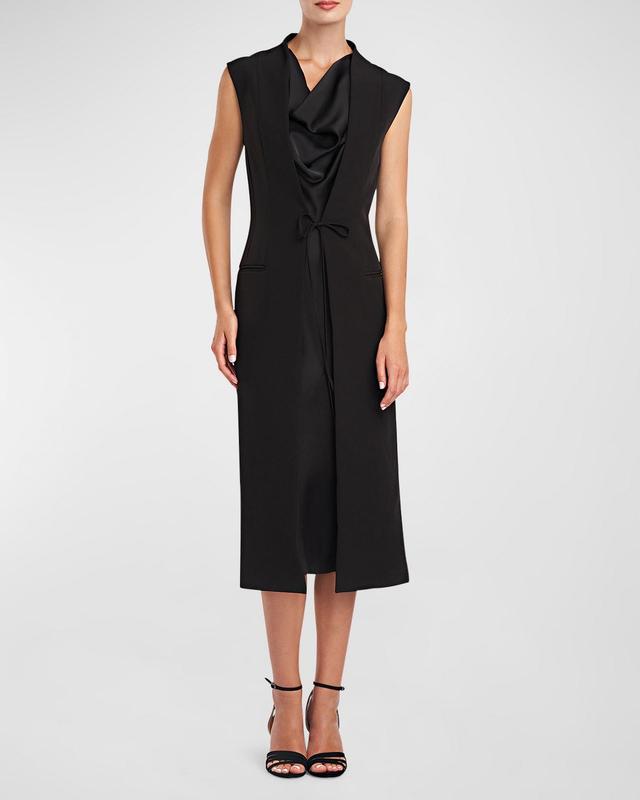 Jacklyn Sleeveless Crepe & Satin Midi Dress Product Image