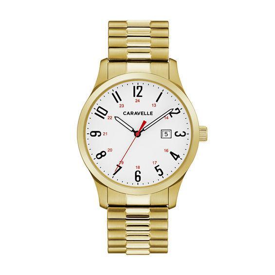 Caravelle by Bulova Mens Easy Reader Stainless Steel Expansion Watch - 44B117 Gold Tone Product Image