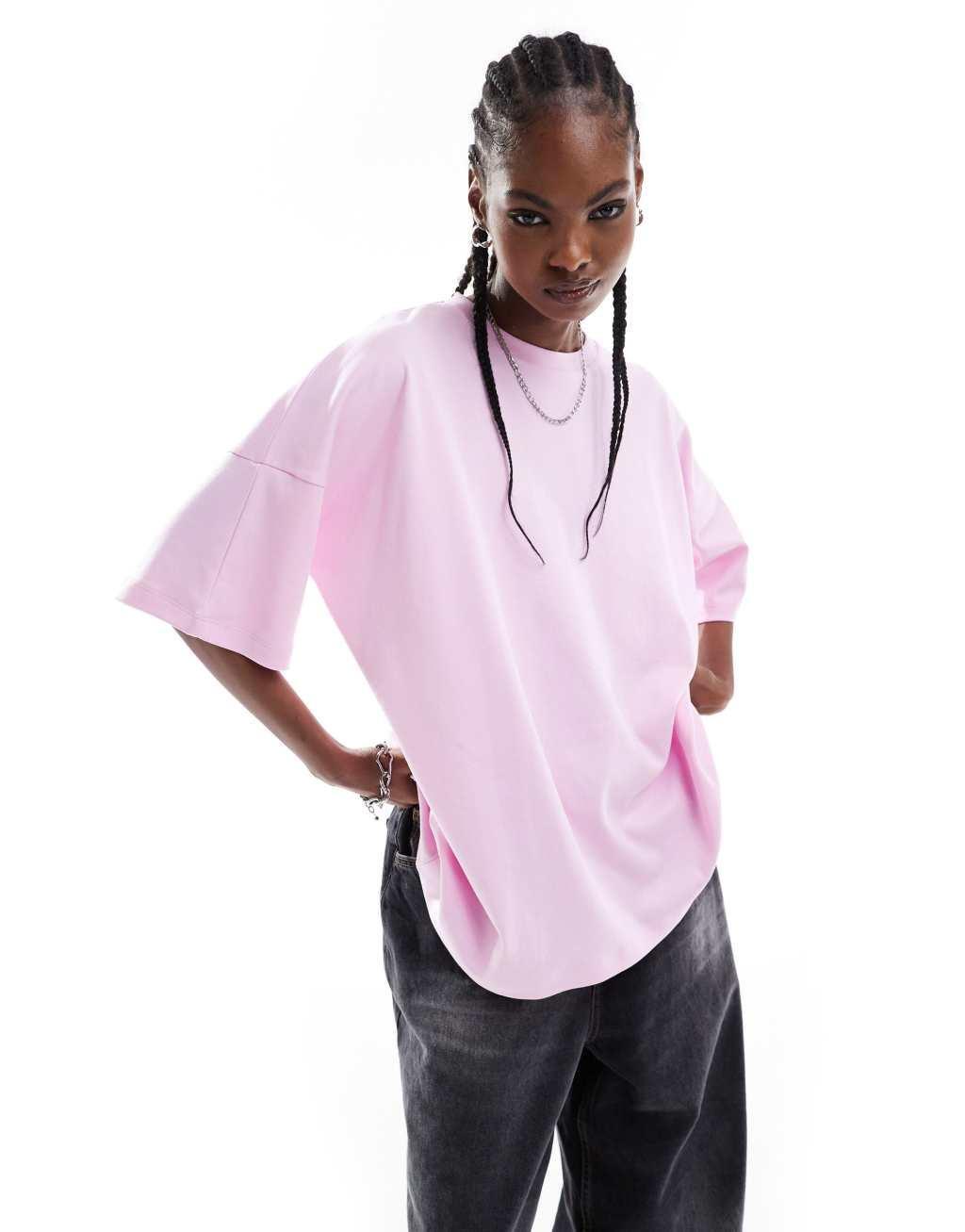 Noisy May oversized T-shirt in pink Product Image