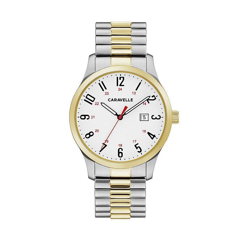 Men's Caravelle by Bulova Two-Tone Expansion Watch with White Dial (Model: 45B147) Product Image