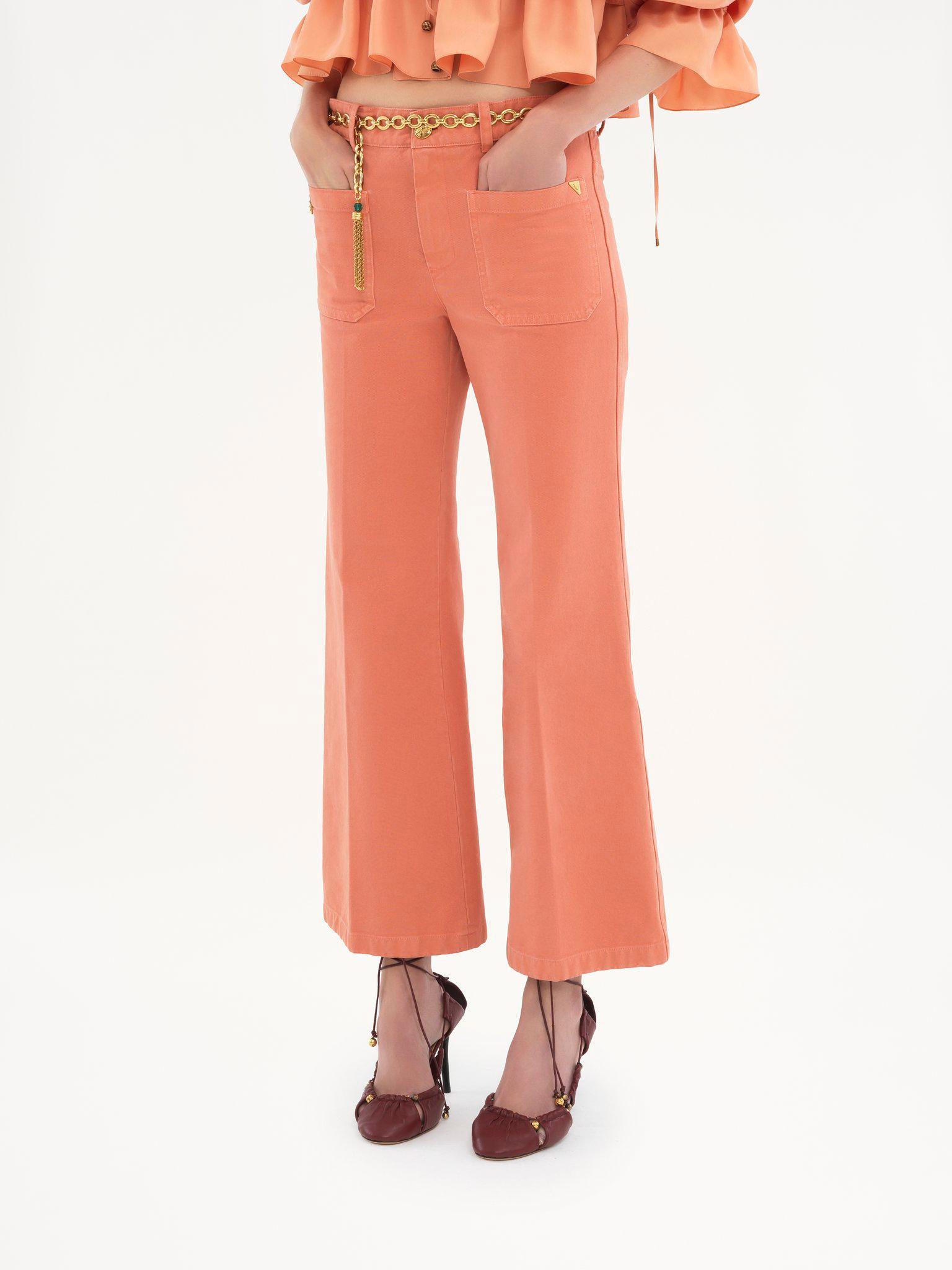 Cropped bootcut pants in cotton velvet Product Image