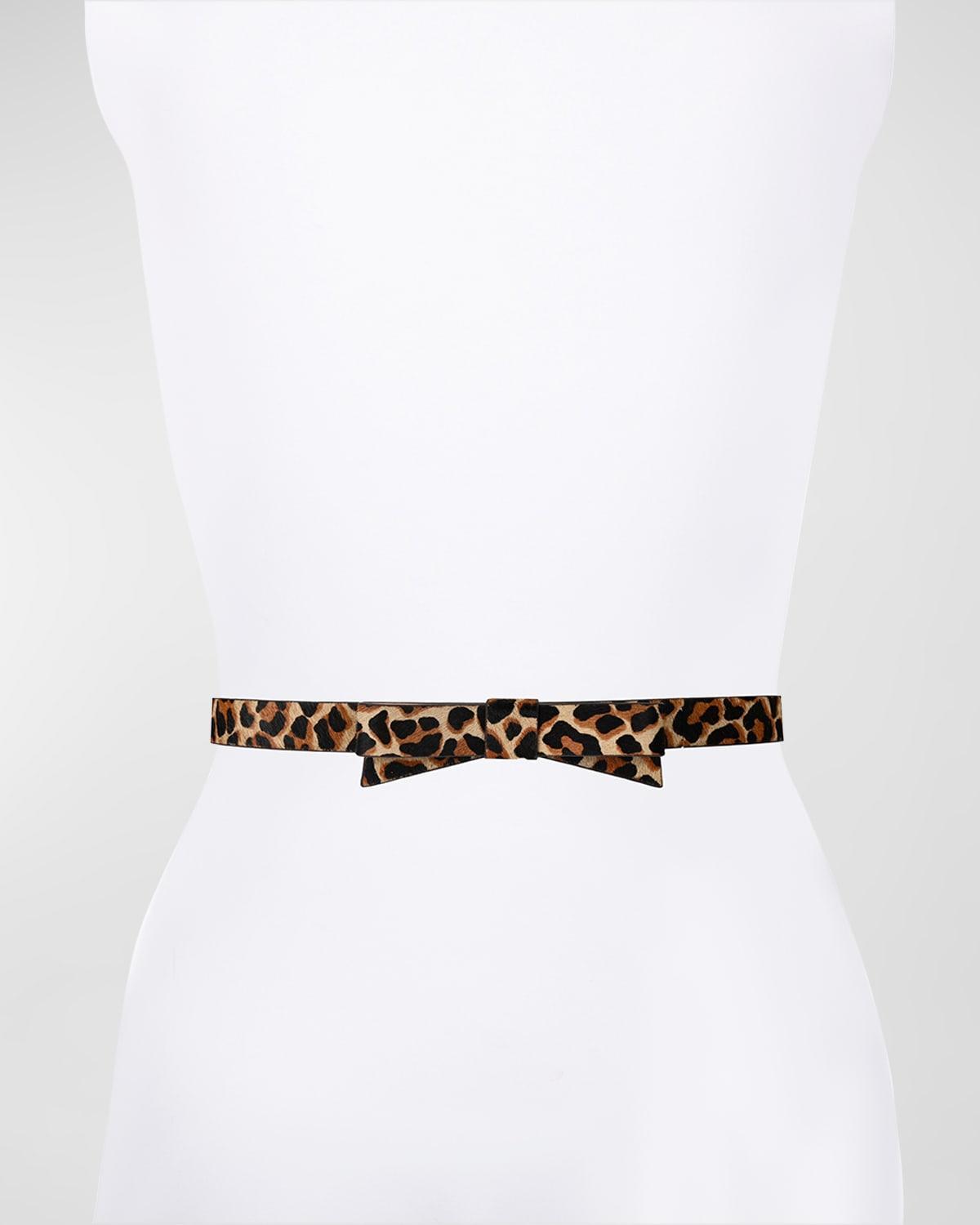 leopard-print bow calf hair skinny belt Product Image