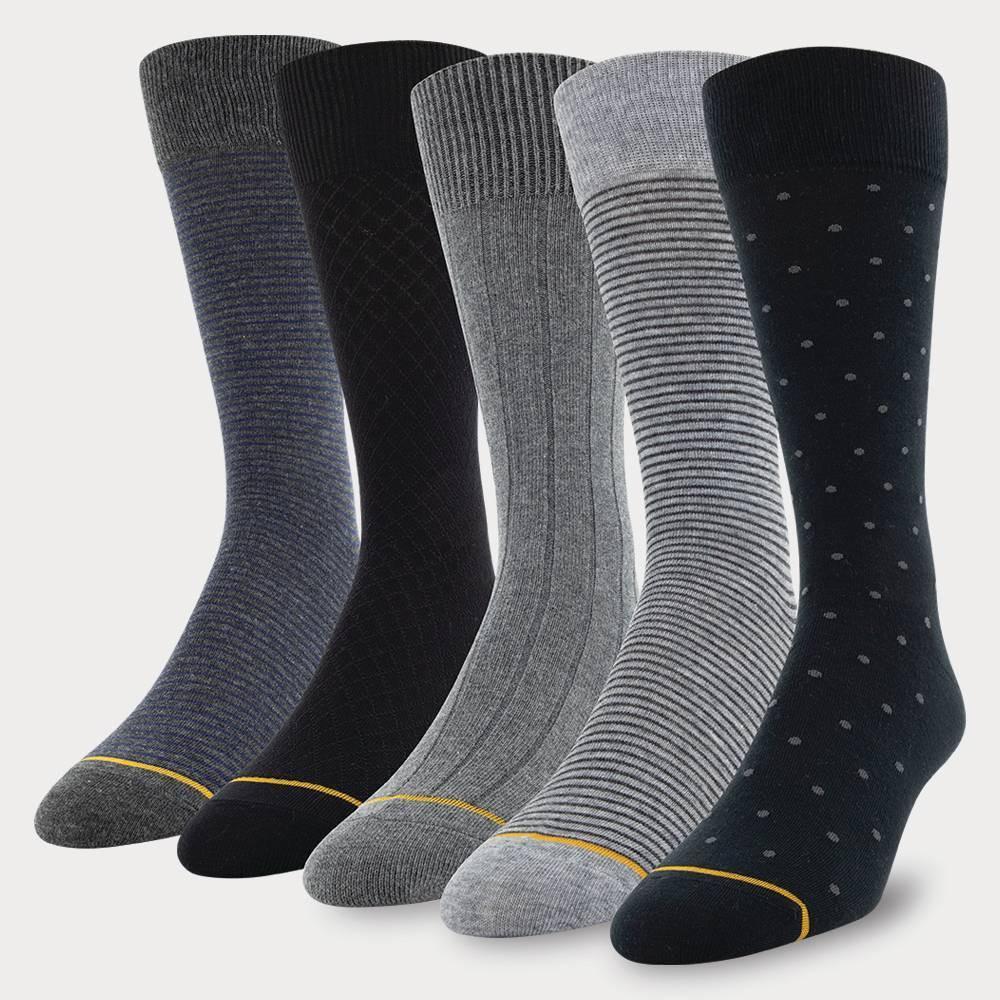 Signature Gold by GOLDTOE Mens Classic Dot Crew Socks 5pk - Black Product Image