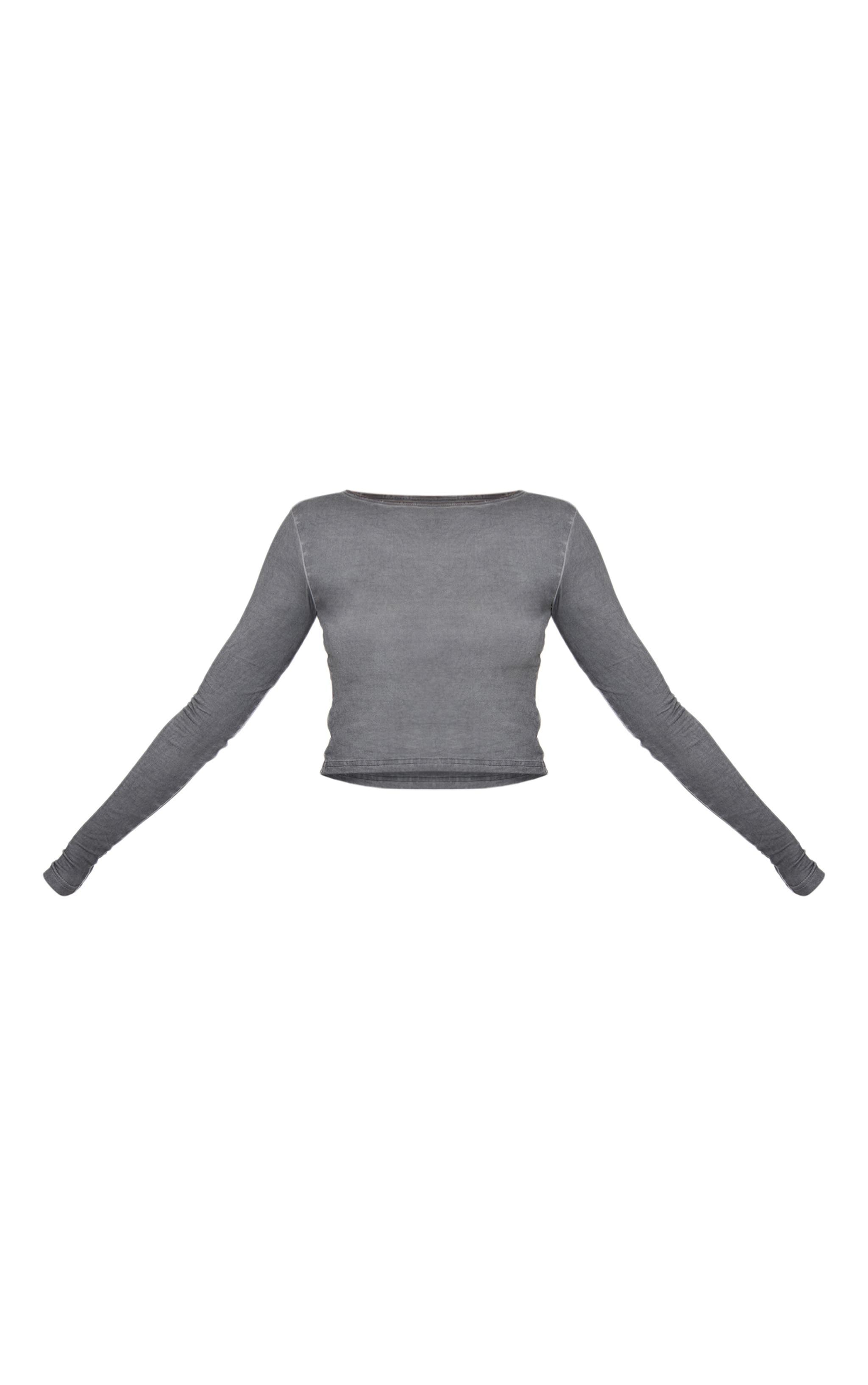 Washed Charcoal Premium Fitted Long Sleeve T Shirt Product Image