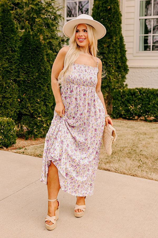 Smiles and Sunshine Floral Maxi in Lavender Curves Product Image