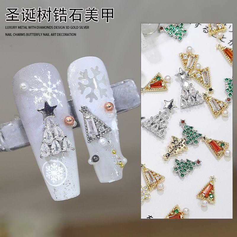 Christmas Tree Rhinestone Faux Pearl Nail Art Decoration Product Image