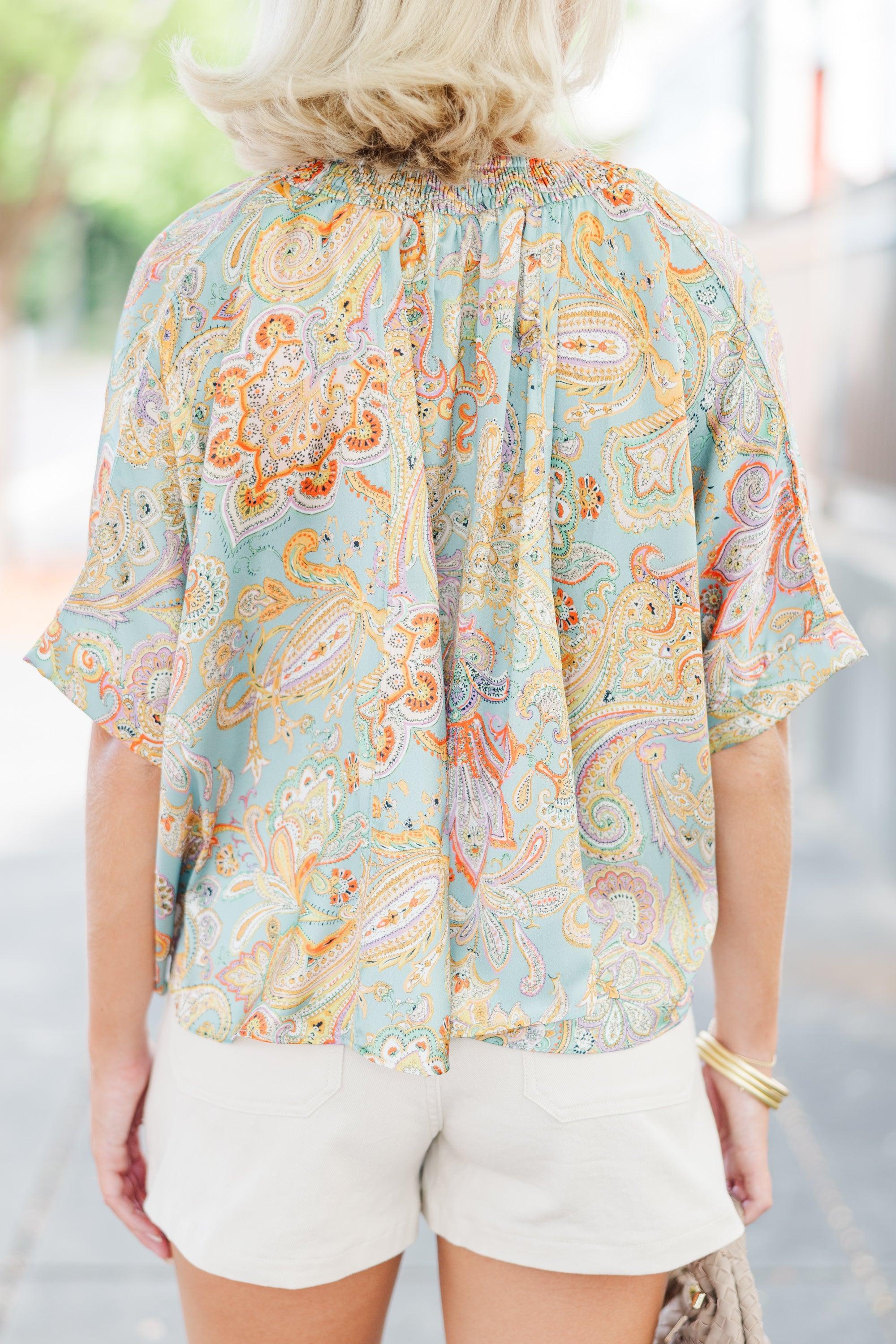 All Smiles Mint Green Paisley Blouse Female Product Image