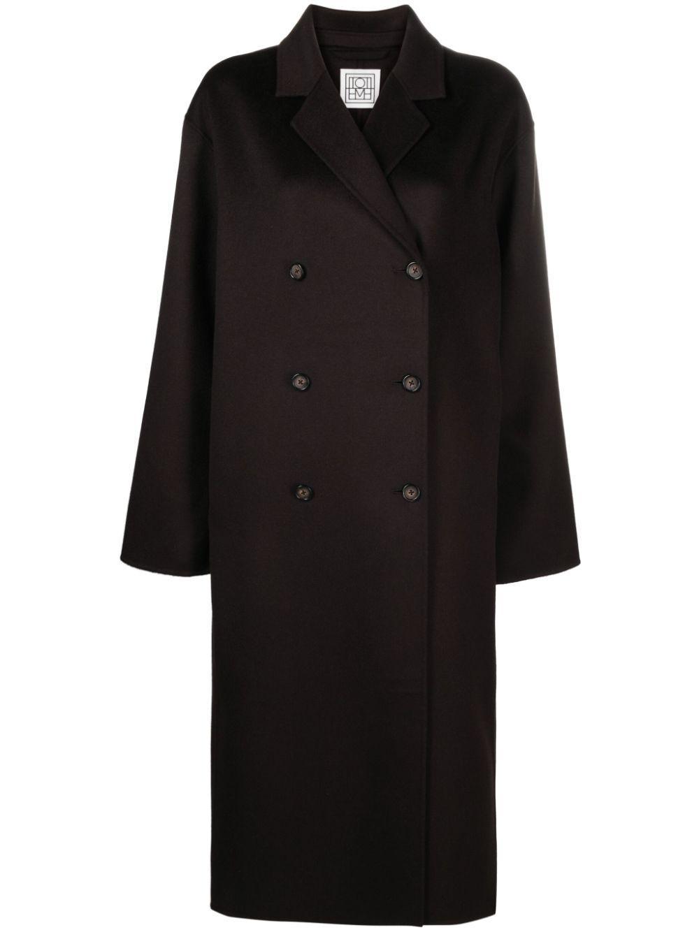 Double-breasted Wool Maxi Coat In Brown product image