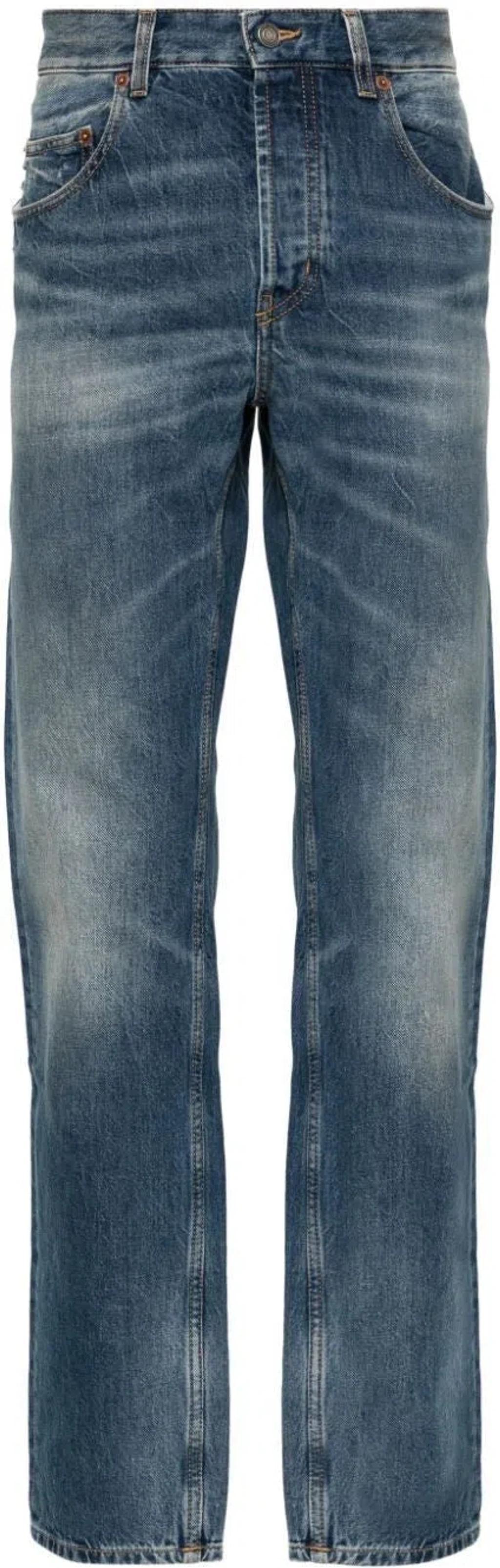 Men's Low Rise Straight Leg Jeans In Blue Product Image