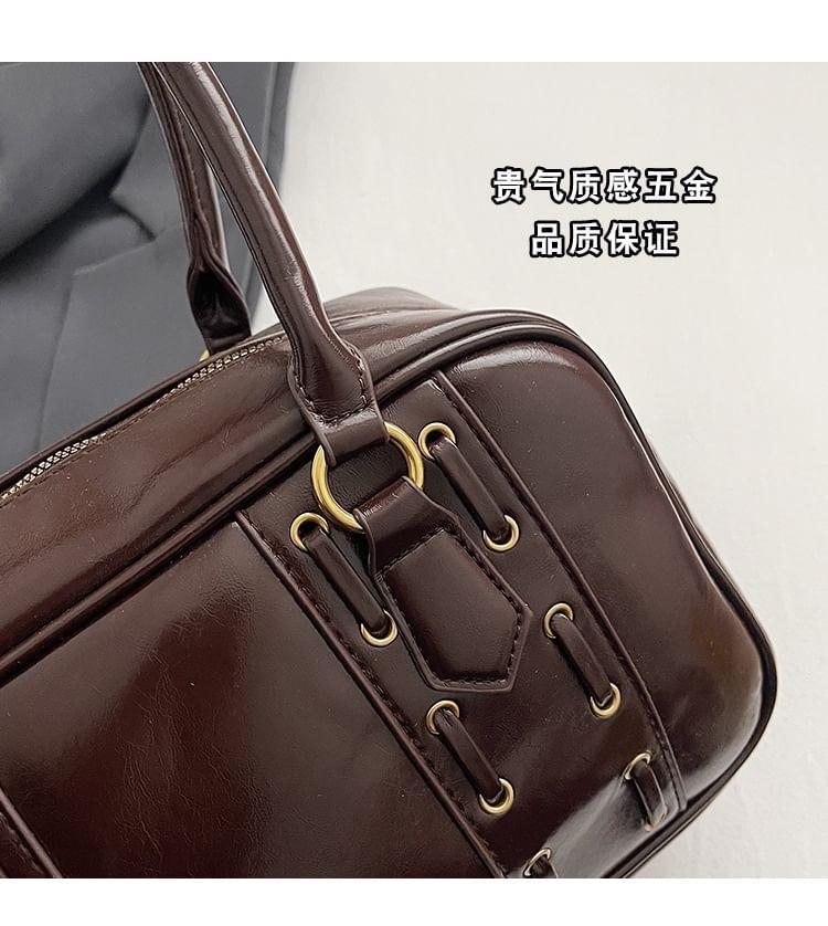 Faux Leather Plain Shoulder Bag Product Image