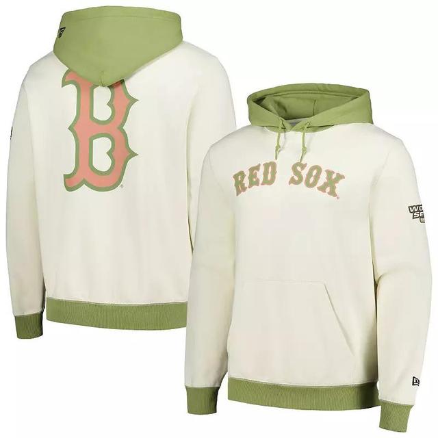 Mens New Era Cream/Green Boston Red Sox Color Pop Pullover Hoodie Product Image